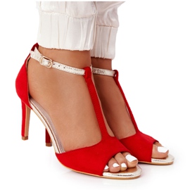 S.Barski Sandaler På Szpilce S. Bararski 280-58 Röd-Guld gyllene