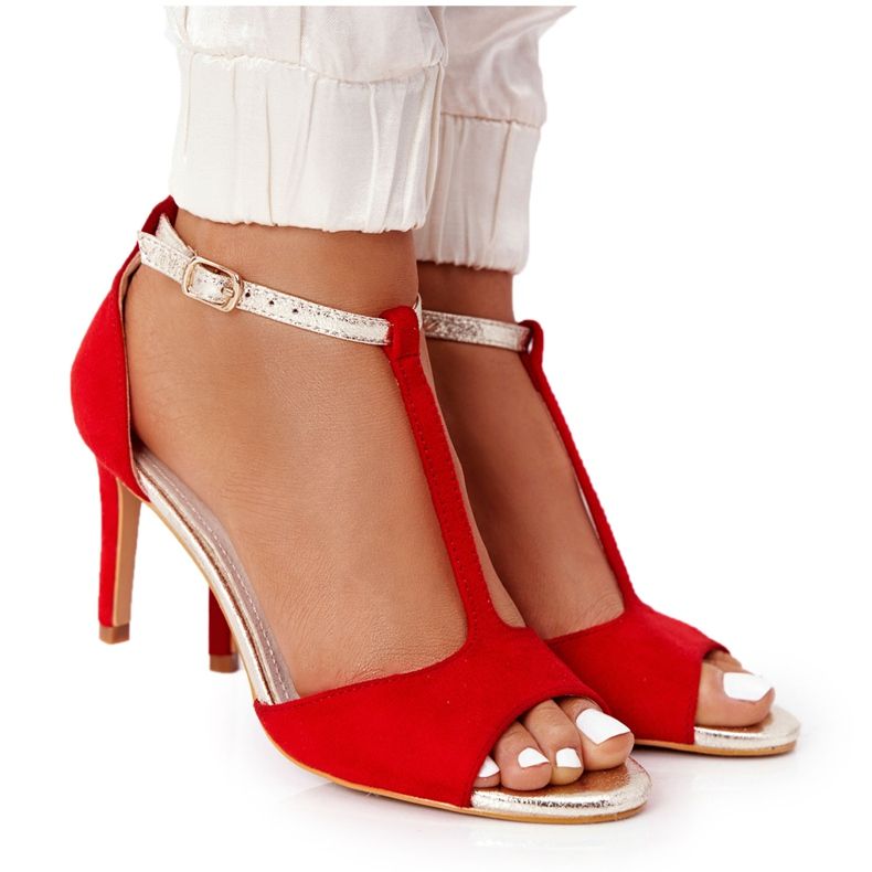 S.Barski Sandaler På Szpilce S. Bararski 280-58 Röd-Guld gyllene