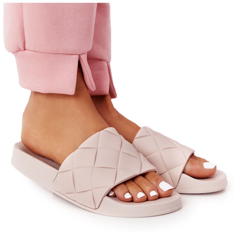 PS1 Dam beige gummi tofflor Låt oss simma brun