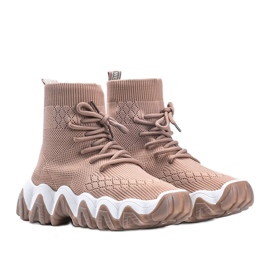 Khaki Gisselle strumpa sneakers beige