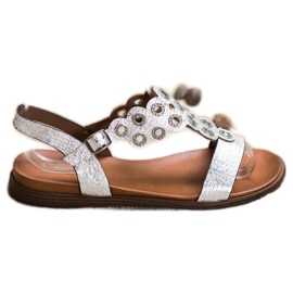 Sergio Leone Eleganta sandaler med cubic zirconia silver-