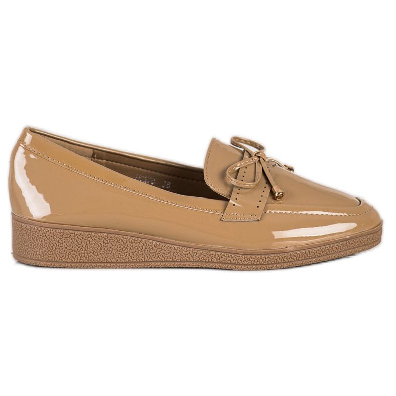 SHELOVET Lackerade loafers på plattformen brun