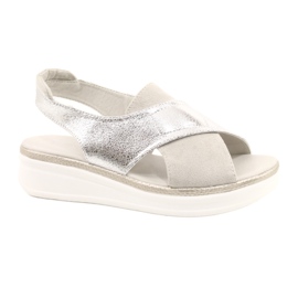 Bekväma sandaler på Sergio Leone SK029 -plattformen silver- grå