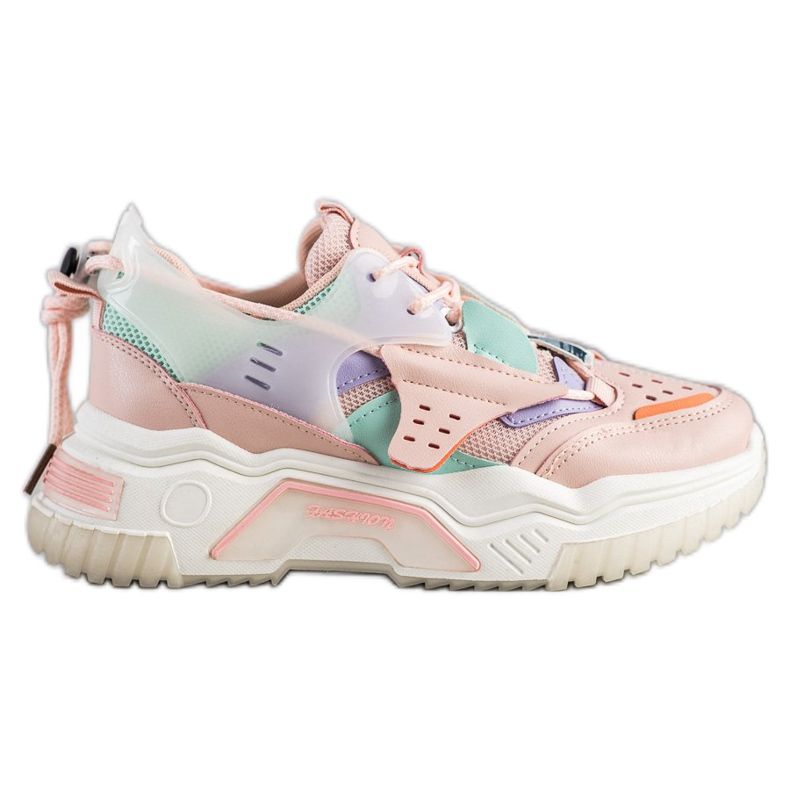 SHELOVET Färgglada mode sneakers rosa mångfärgad