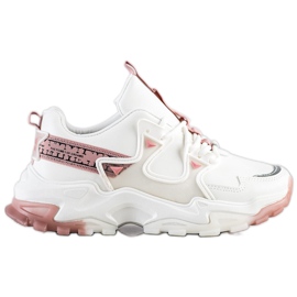 SHELOVET Sneakers med rosa inlägg vit
