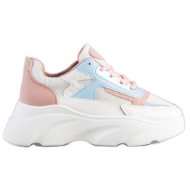 SHELOVET Färgglada sneakers på plattformen vit mångfärgad