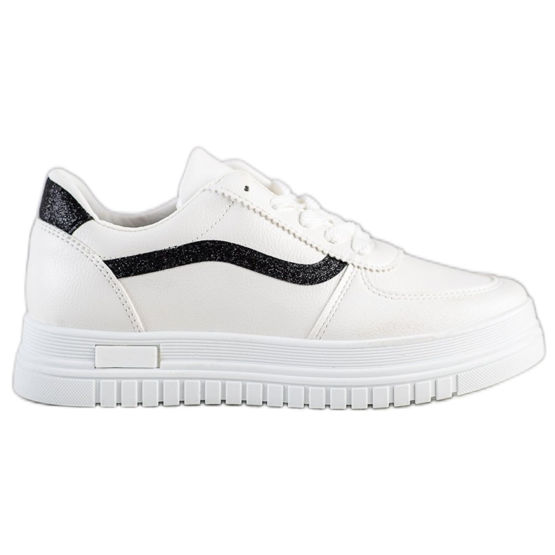 SHELOVET Vita sneakers med glitterinsats