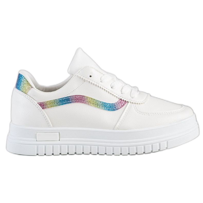 SHELOVET Vita sneakers med glitterinsats