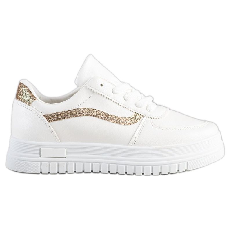 SHELOVET Vita sneakers med glitterinsats