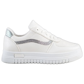 SHELOVET Vita sneakers med glitterinsats