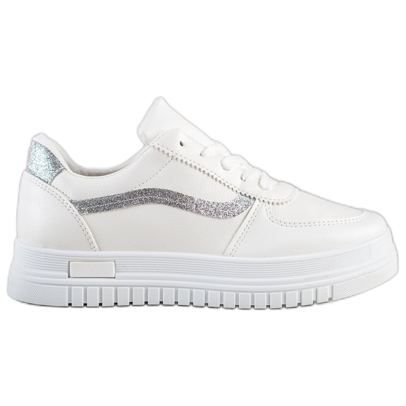 SHELOVET Vita sneakers med glitterinsats