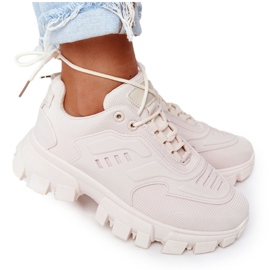 Damskor Sneakers Beige New York på stor sula