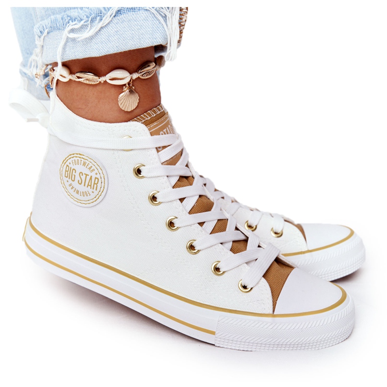 Kvinnors höga sneakers Big Star HH274450 Vit beige