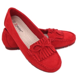 Röd Dam loafers röd GS11P Röd