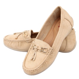 Dam beige loafers på en plattform, beige H9228 Beis