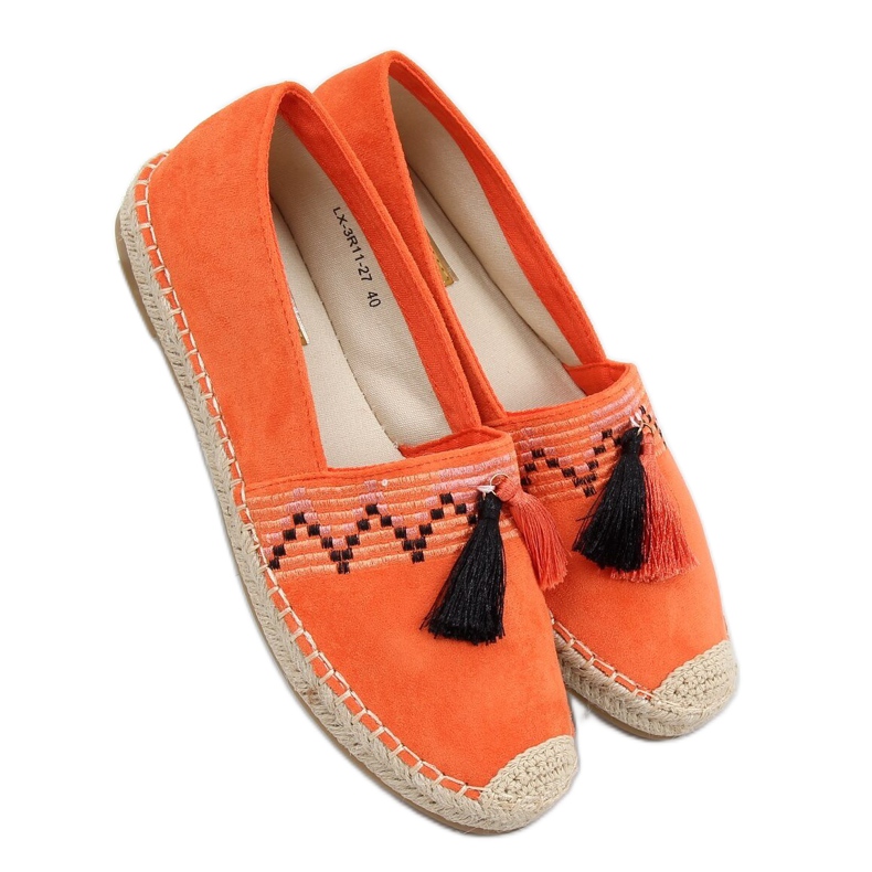 Orange fransad boho espadrilles LX-3R11 Orange