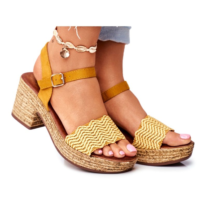 EVE Gula Fobi damsandaler på hög klack beige