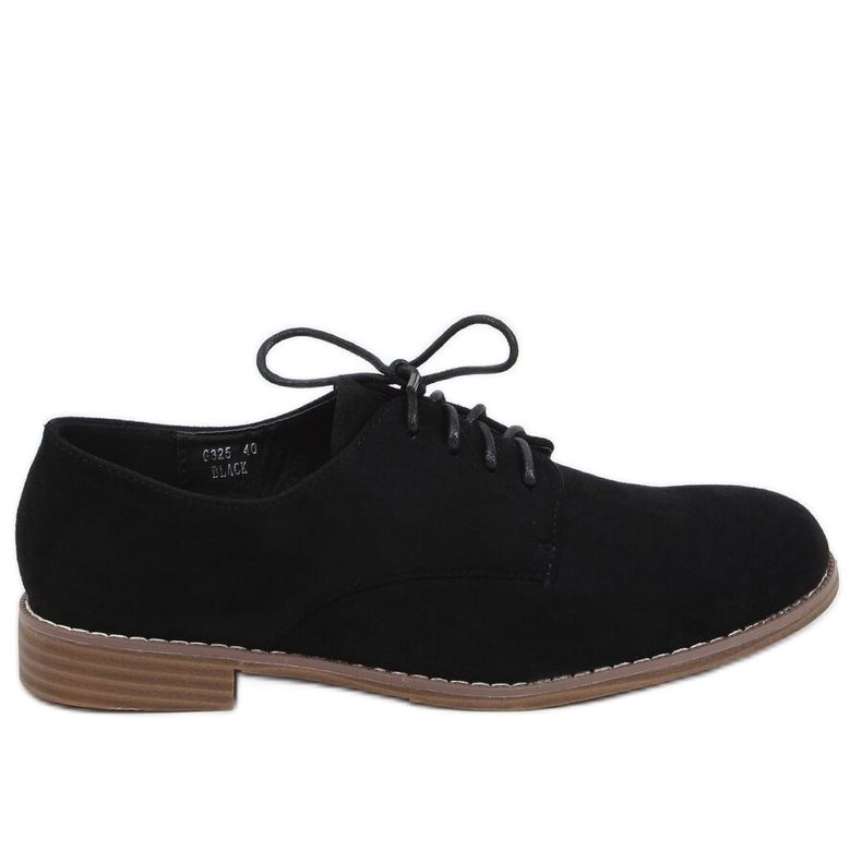 Svart snörda loafers G325 Svart