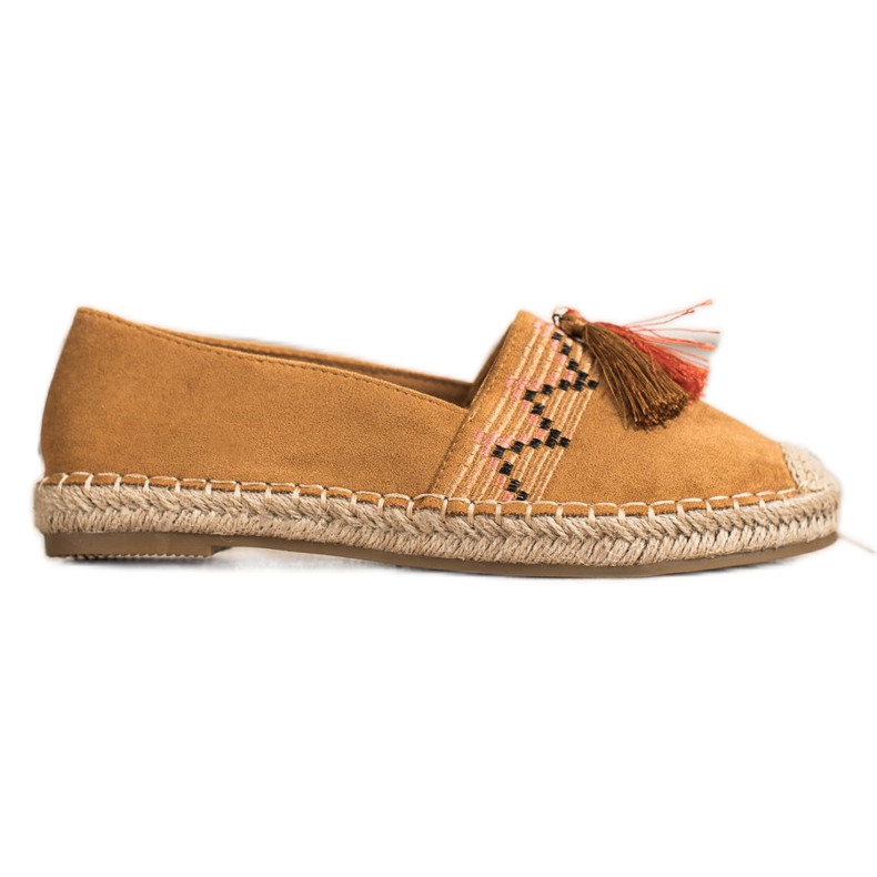 Best Shoes Fashionabla espadrillor med ornament brun