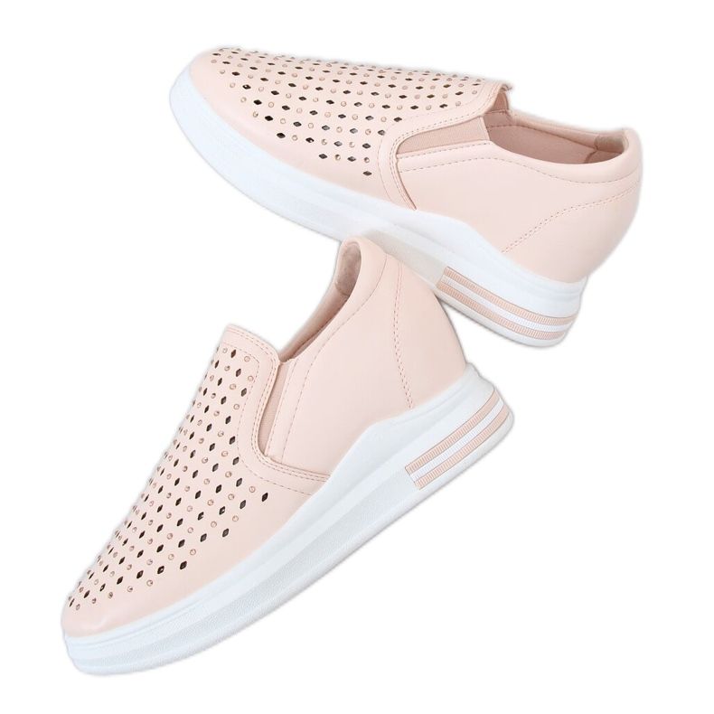 Rosa sneakers slip på kilklackar HY-251 Rosa
