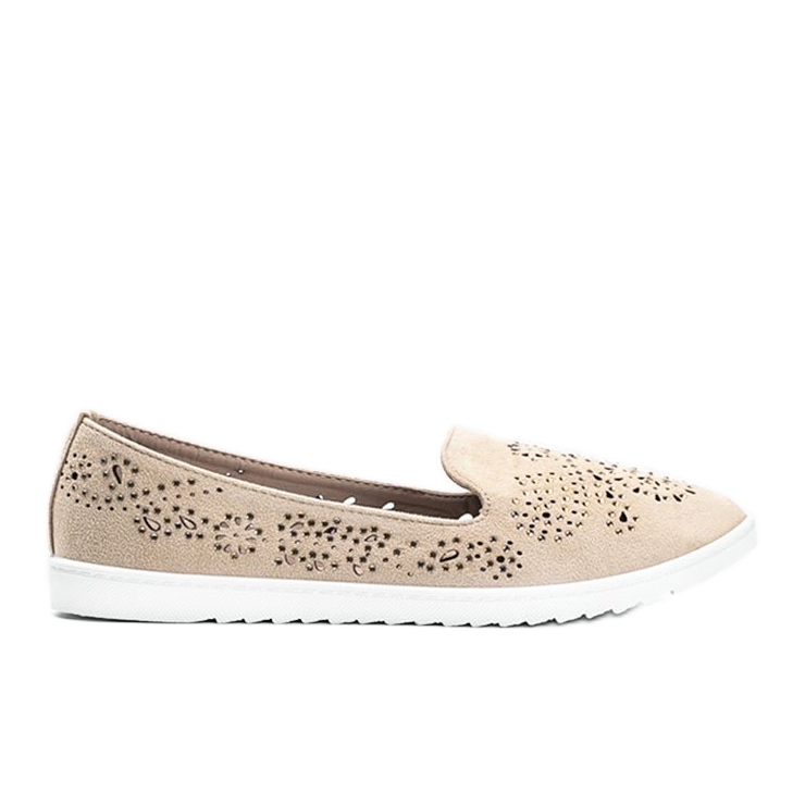 Beige openwork loafers med Brianna cubic zirconia