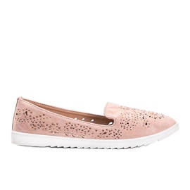 Rosa öppnade loafers med Brianna cubic zirconia