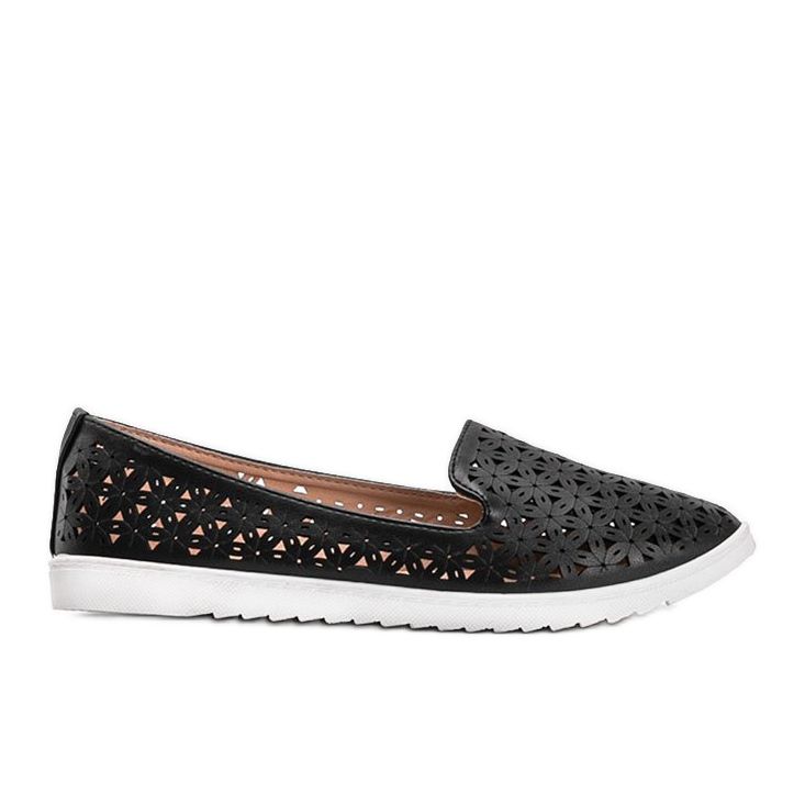 Svarta loafers med öppet Margari -finish