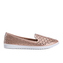 Champagne loafers med en genombruten Margari -finish rosa