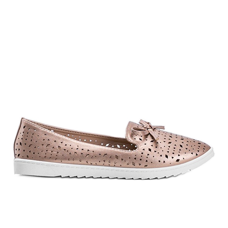 Champagne loafers med Madalyne genombruten finish rosa