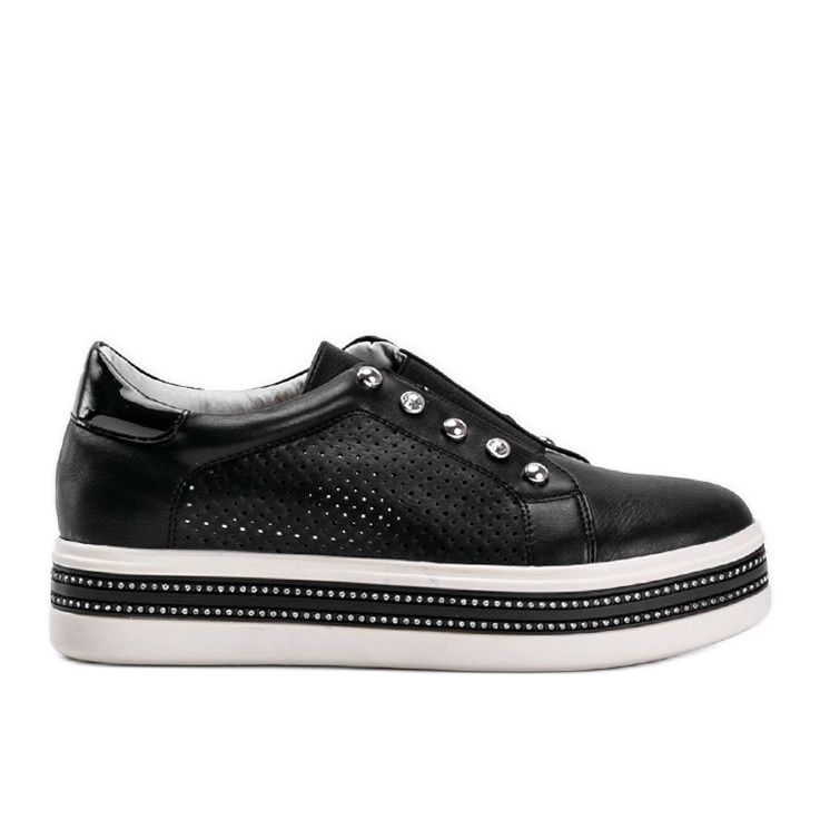 Svarta sneakers från Slip On dekorerade med Beatriz cubic zirconia