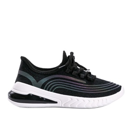 Svarta slip-on sneakers med ett holografiskt Delaney-mönster