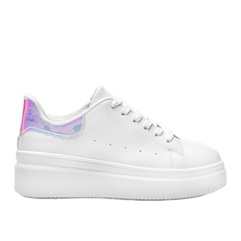 Vita sneakers med en holografisk Lillian -insats
