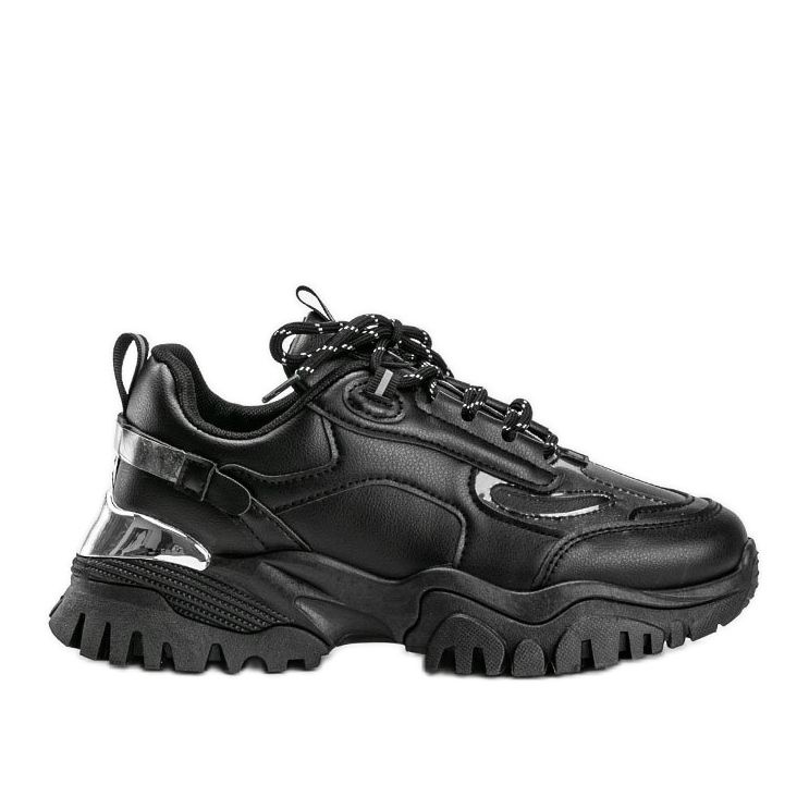 Svarta sneakers med metalliska Ansley -insatser