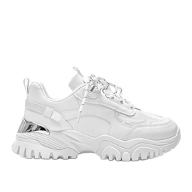 Vita sneakers med metalliska Ansley -insatser