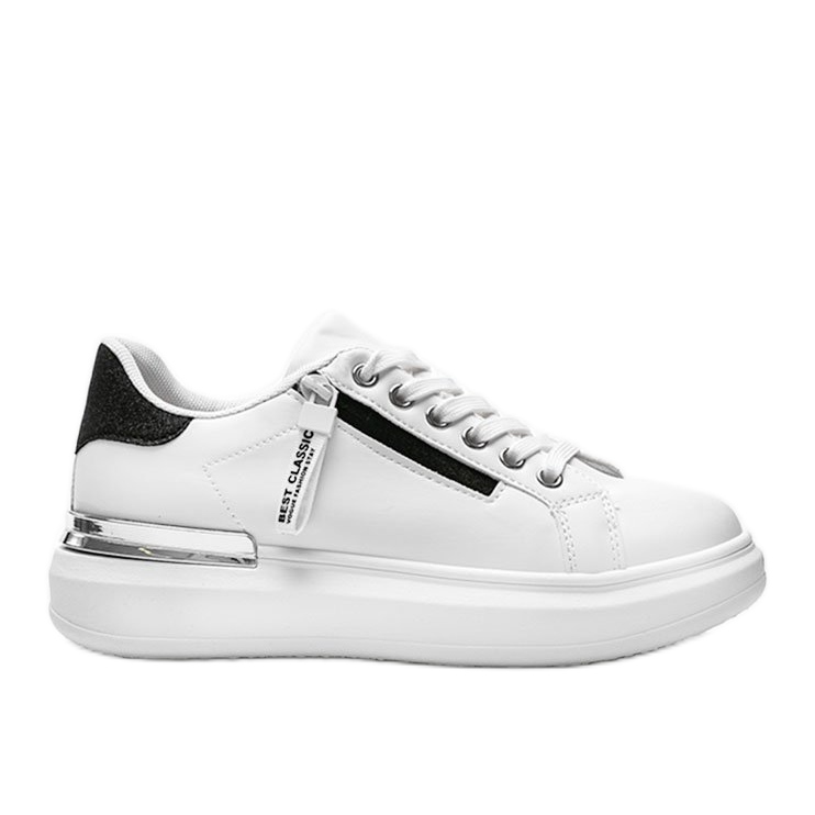 Vita sneakers med en dekorativ Kiana -dragkedja