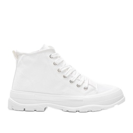 Vita höga sneakers på en tjock Evelin -sula