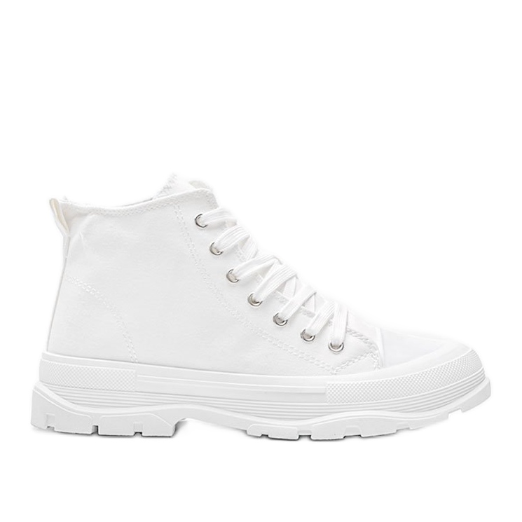 Vita höga sneakers på en tjock Evelin -sula