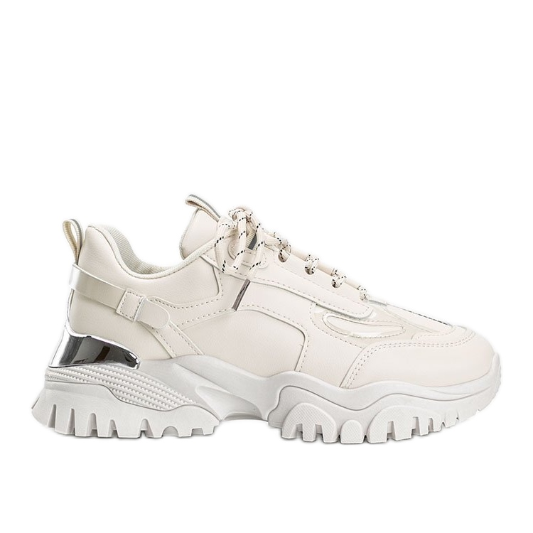 Beige sneakers med metalliska Ansley -insatser