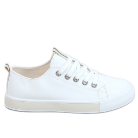 Kvinnors vita och beige sneakers A88-87 Beige