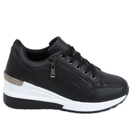 Svart MY-2716 Svarta sportskor på en dold kilklack