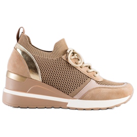 VINCEZA openwork sneakers beige