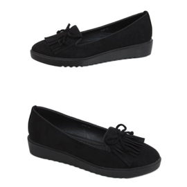 Svarta loafers med fransar 6429 Svart