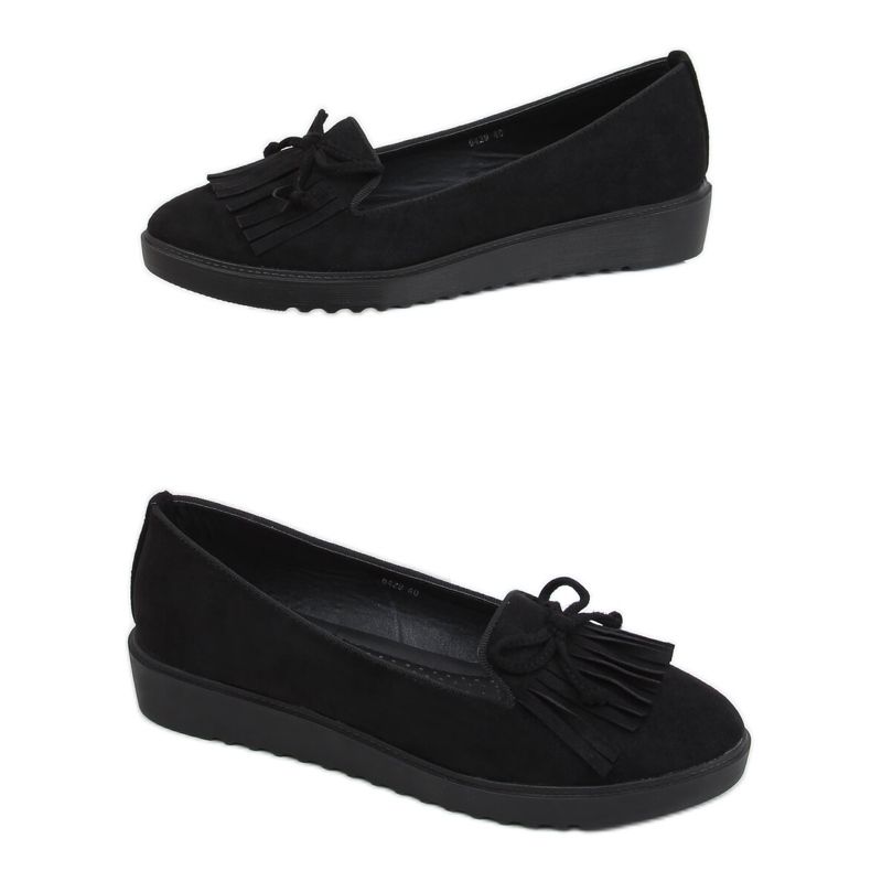 Svarta loafers med fransar 6429 Svart