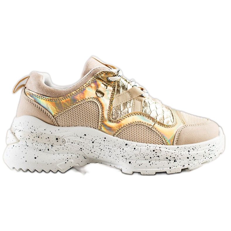 SHELOVET Sneakers med dekorativ plattform beige gyllene