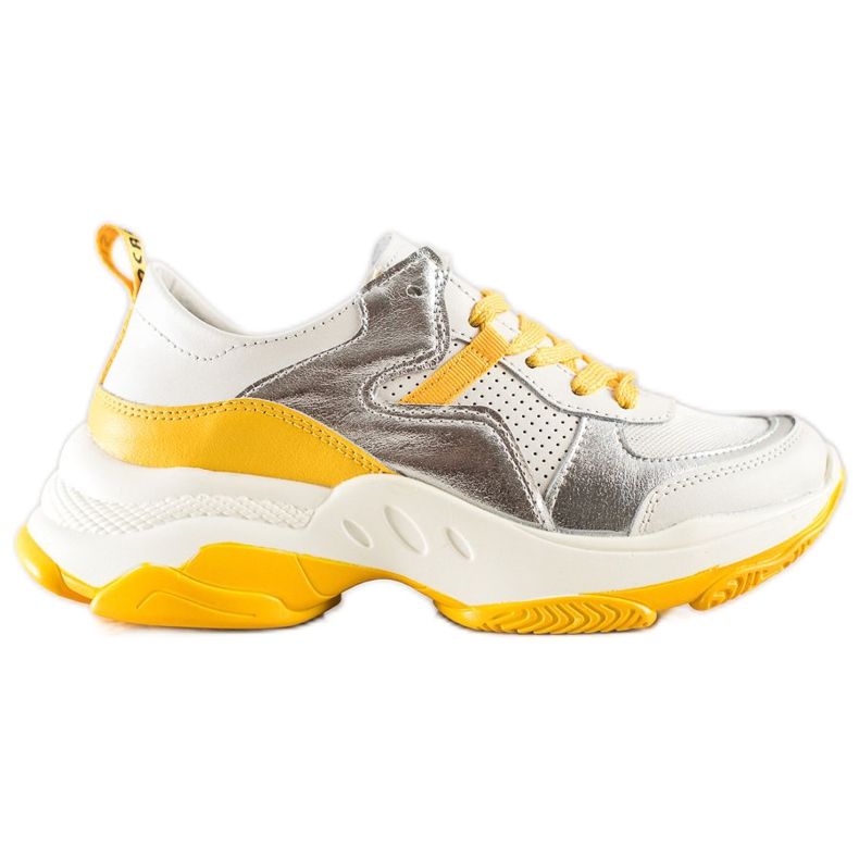 Goodin Läderskor med silverinsatser vit mångfärgad