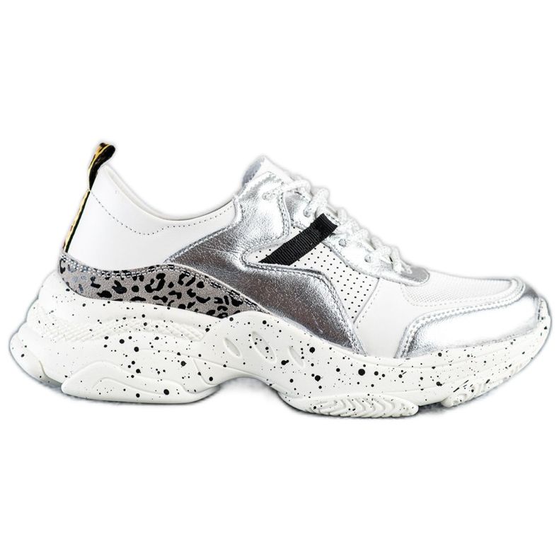 Goodin Läderskor med silverinsatser vit grå mångfärgad