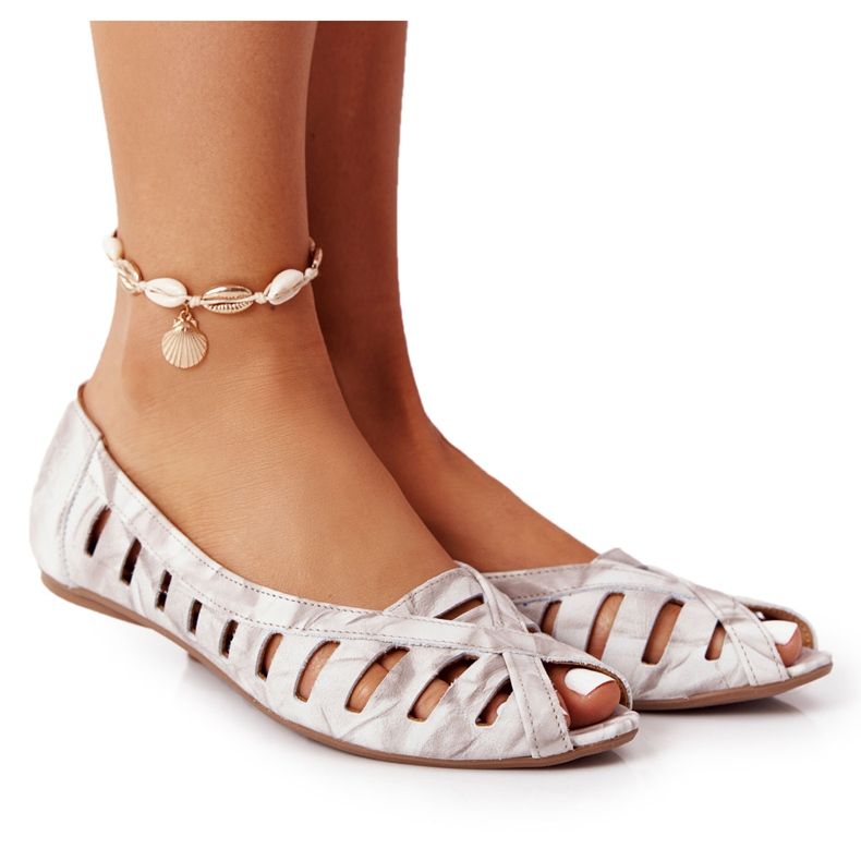 Maciejka Beige-Grey Ballerinas i läder 04506-04 grå