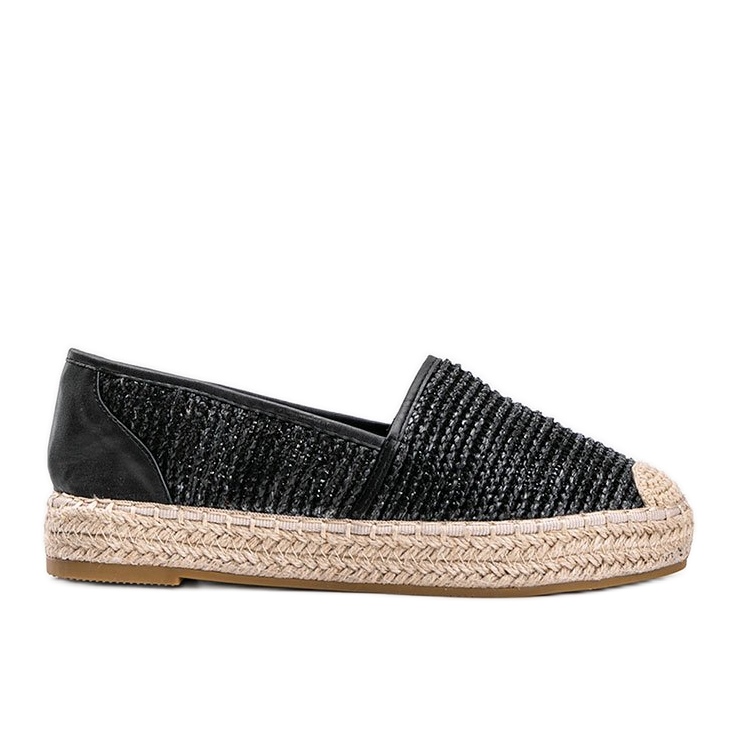Svart Carly vävda espadriller