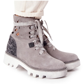 Mocka Openwork Stövlar Maciejka Grå 05033-03 mångfärgad