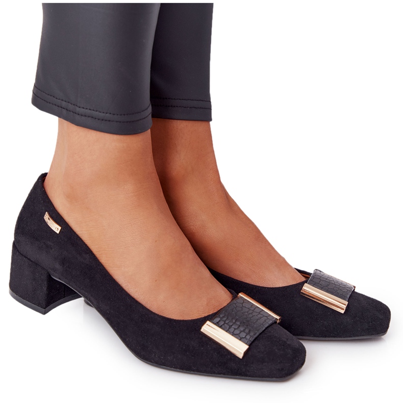 Mocka pumpar på häl Sergio Leone PB142 svart